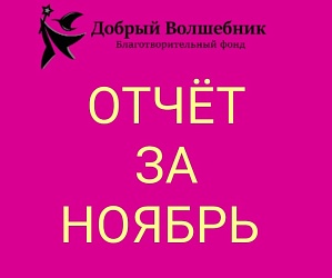 ОТЧЁТ О ПРОДЕЛАННОЙ РАБОТЕ БЛАГОТВОРИТЕЛЬНОГО ФОНДА "ДОБРЫЙ ВОЛШЕБНИК" НОЯБРЬ